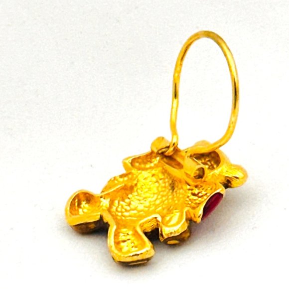 Vintage Enameled Teddy Bear Scarf Clip/Slide - Picture 5 of 5